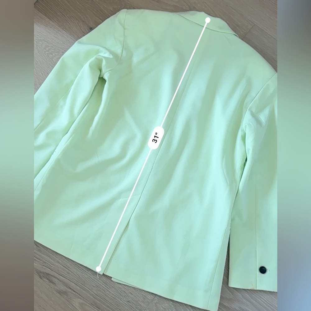 H&M Oversized Green Double Breasted Blazer Jacket Pockets Button Long Sleeve 2XS - Picture 6 of 7